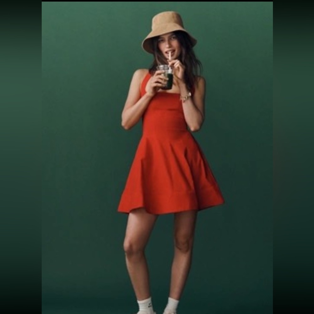 Red halter dress